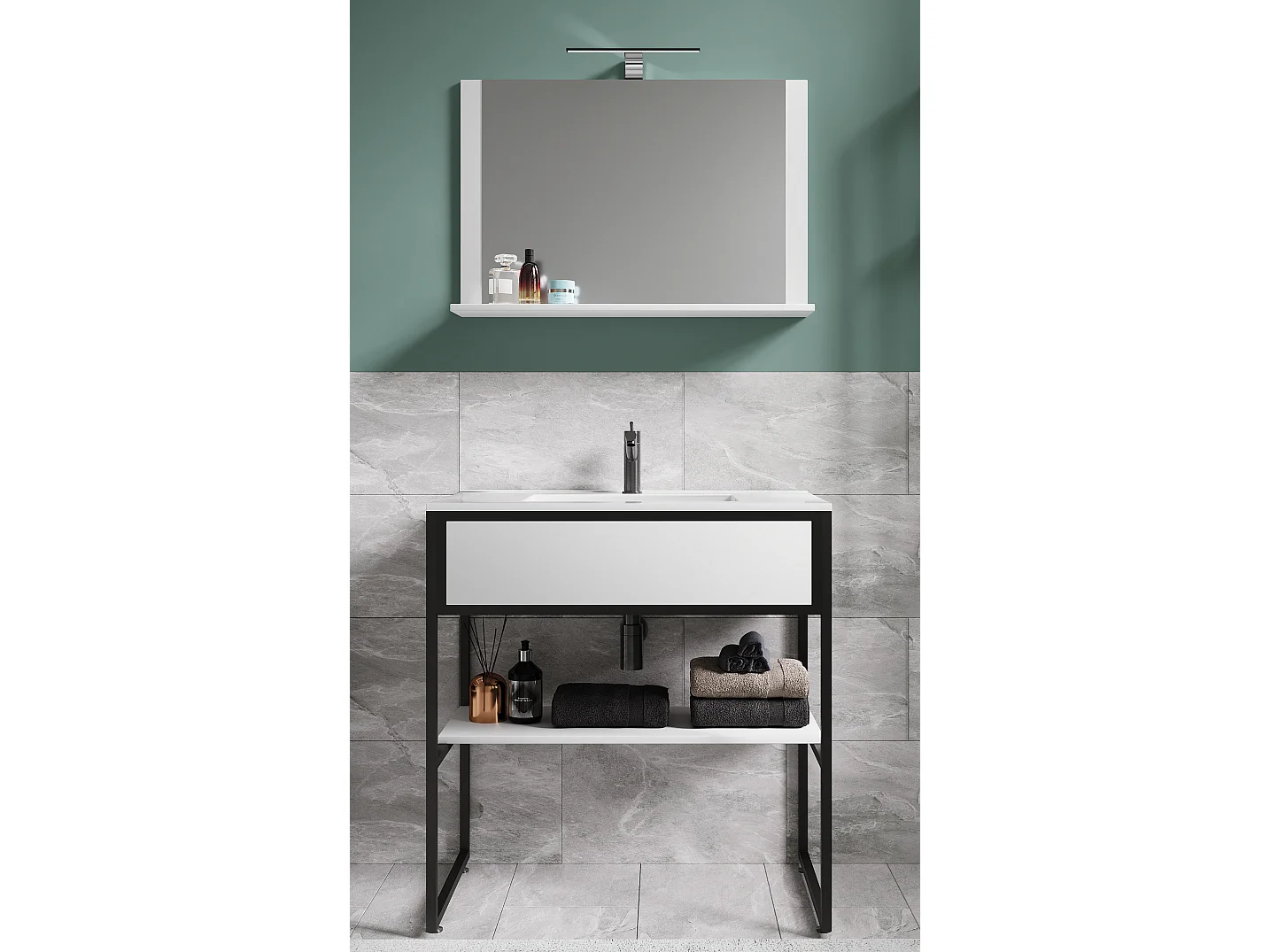 Bathroom furniture washbasin Bitila Black / White 0