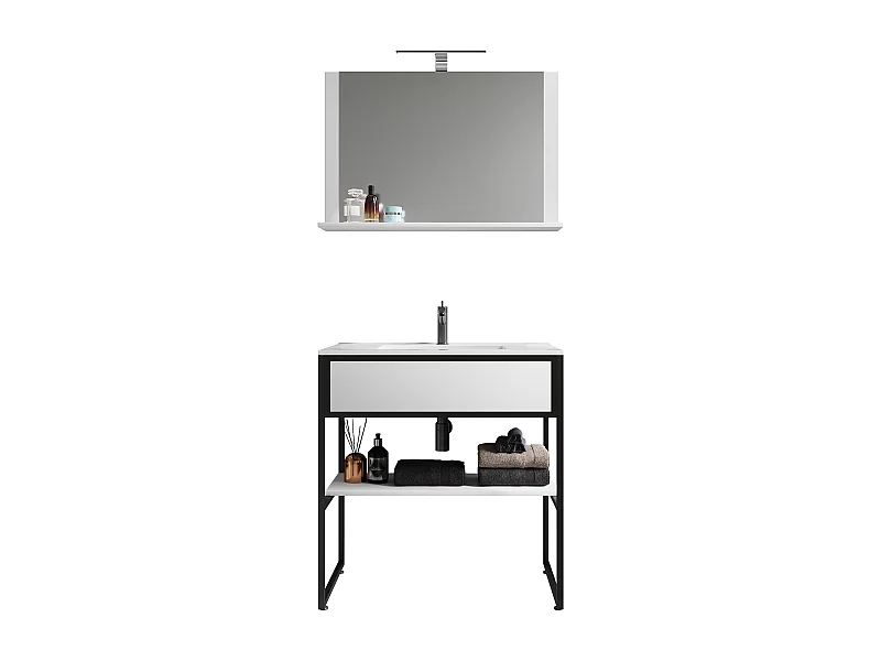 Bathroom furniture washbasin Bitila Black / White 0