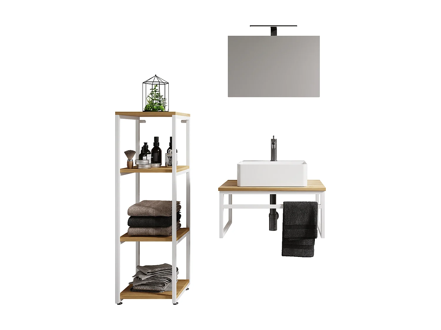 Bathroom furniture washbasin Bitila White / Honey oak 0