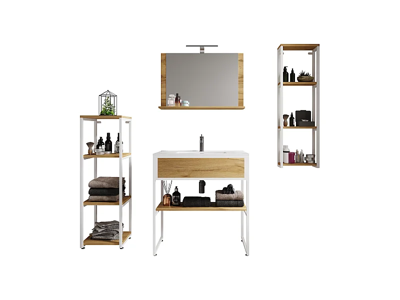 5-tlg. Waschtisch Badmöbel Waschbecken Bitila 80