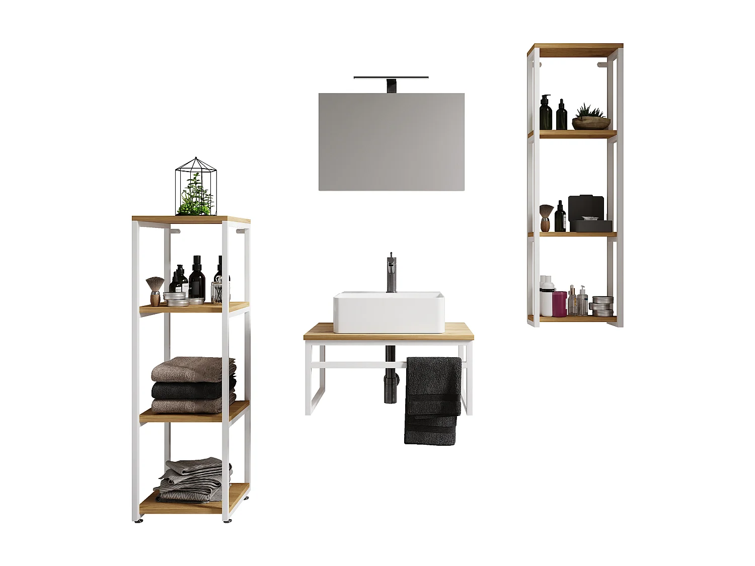 Bathroom furniture washbasin Bitila White / Honey oak 0