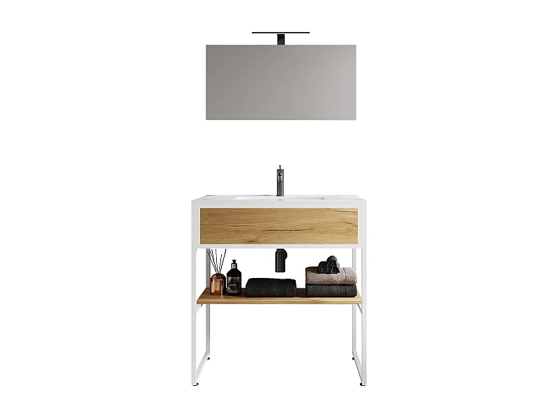 Bathroom furniture washbasin Bitila White / Honey oak 0