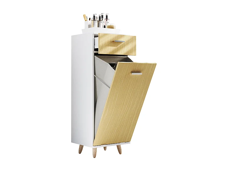 Mobiliário de casa de banho armário alto Landos Branco/carvalho de mel A. 107 x L. 40 x P. 35 cm