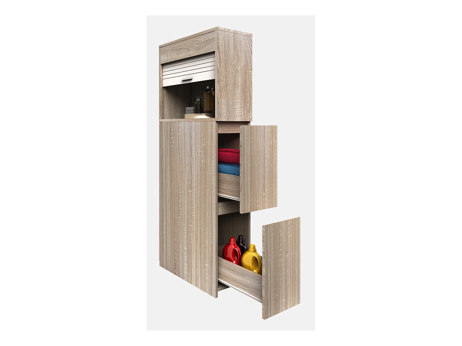 Bathroom furniture Midischrank Tasalo Sonoma Oak H. 131 x W. 25 x D. 48 cm