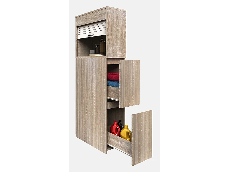 Bathroom furniture Midischrank Tasalo Sonoma Oak H. 131 x W. 25 x D. 48 cm