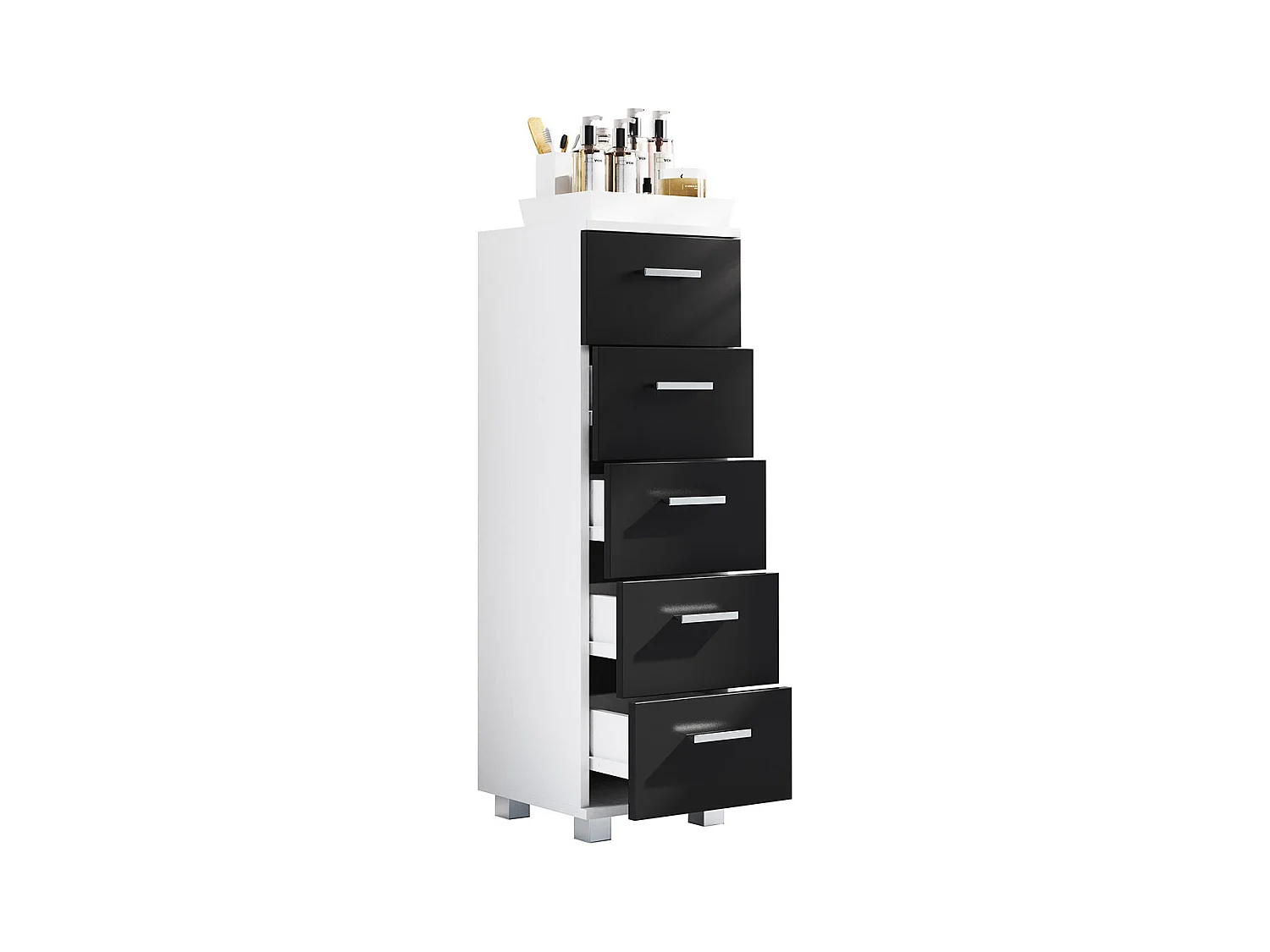 Bathroom furniture Midischrank Zalo White / Black H. 90 x W. 30 x D. 30 cm