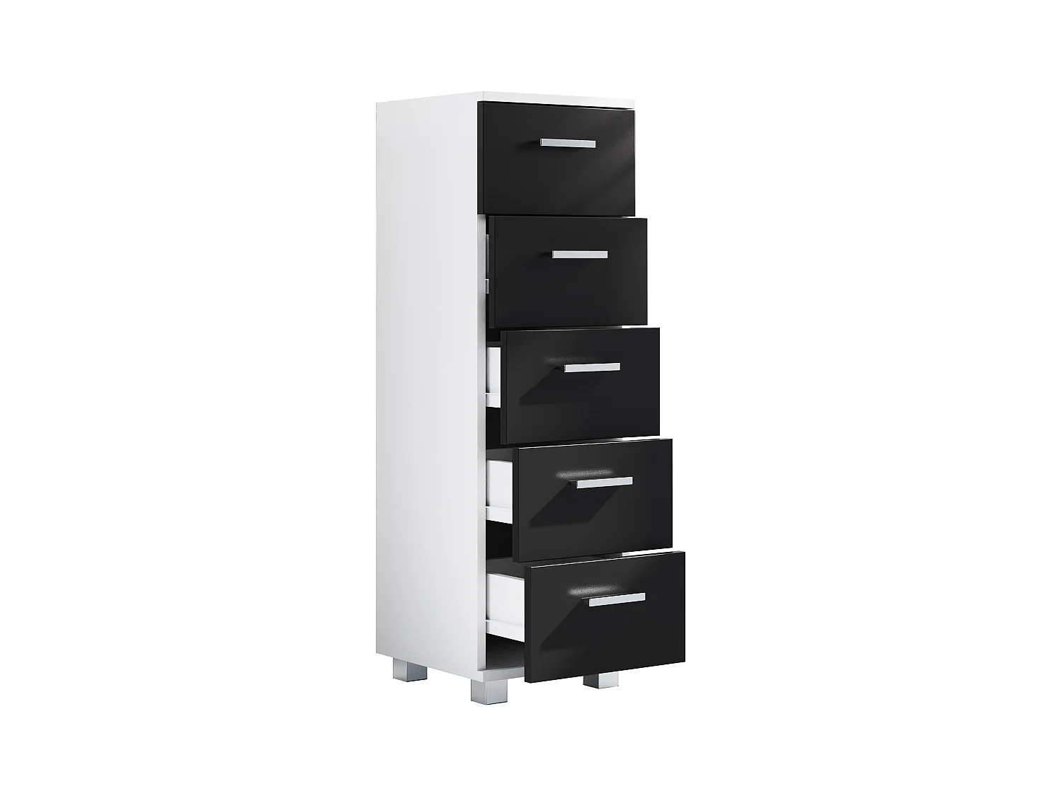 Bathroom furniture Midischrank Zalo White / Black H. 90 x W. 30 x D. 30 cm