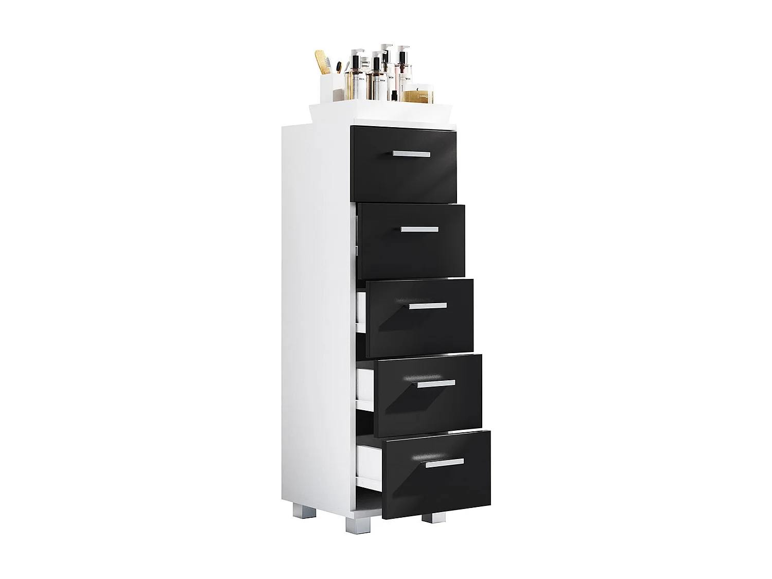 Bathroom furniture Midischrank Zalo White / Black H. 90 x W. 30 x D. 30 cm