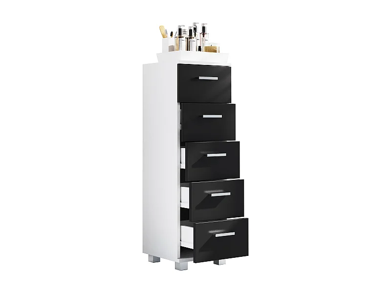 Bathroom furniture Midischrank Zalo White / Black H. 90 x W. 30 x D. 30 cm