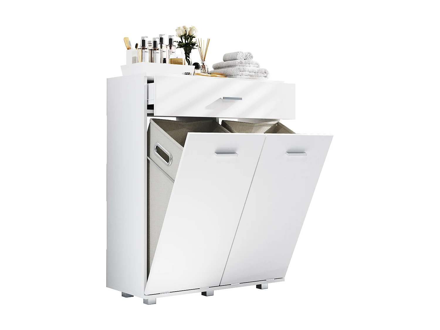 Bathroom furniture high cabinet Zalo White H. 101 x W. 79 x D. 35 cm