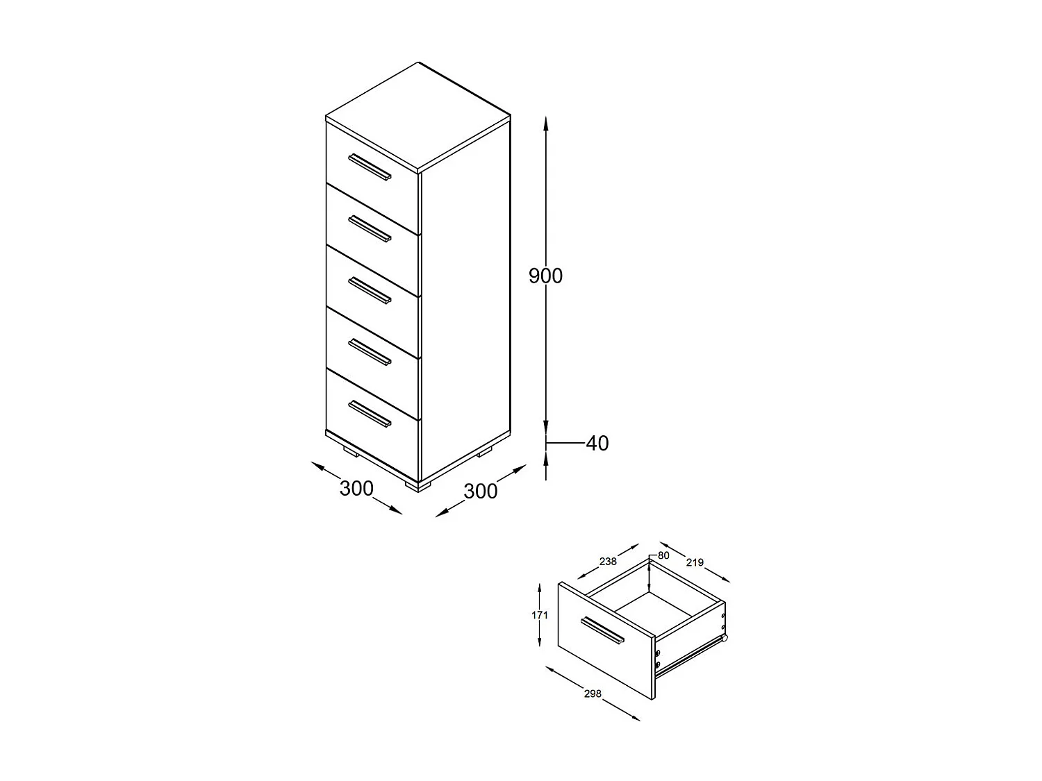 Cassettiera per mobili da bagno Zalo M