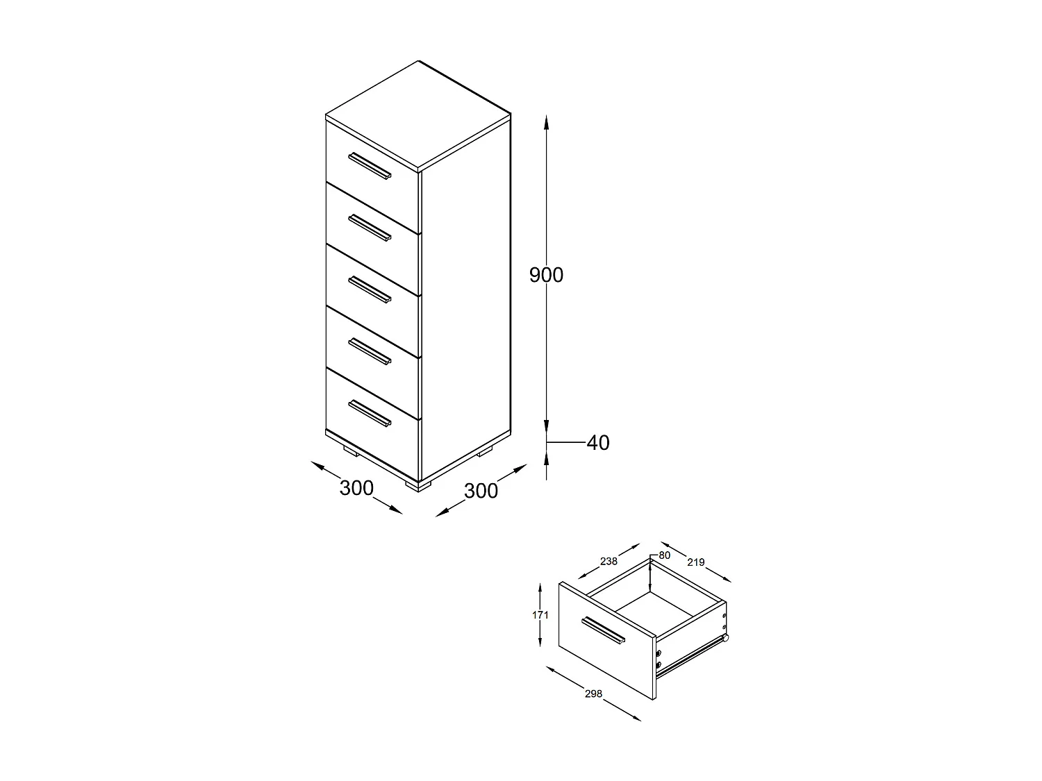 Cassettiera per mobili da bagno Zalo M