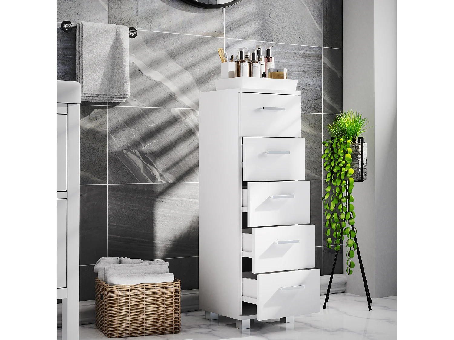 Holz Badmöbel Schubladen Badschrank Kommode Zalo M