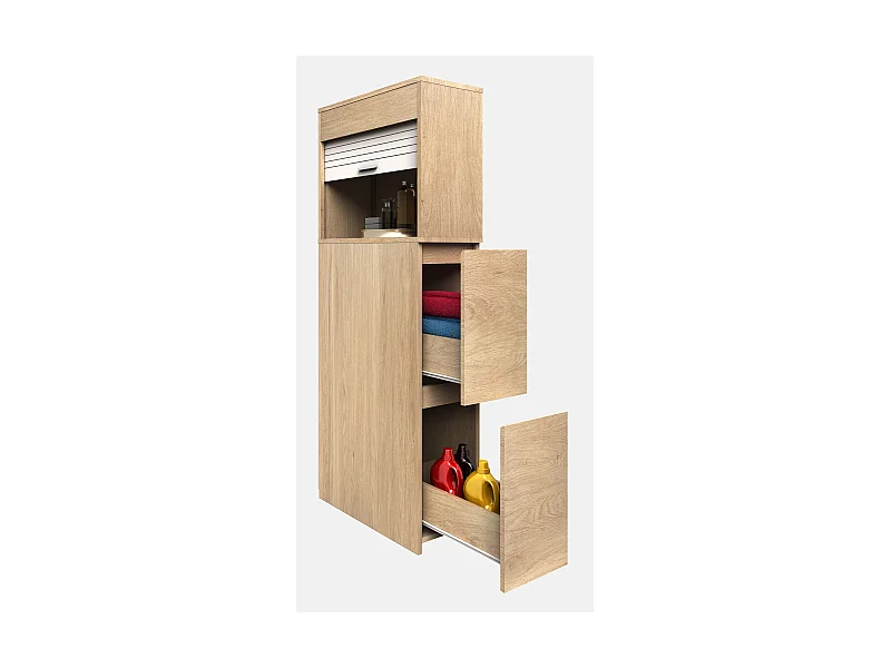 Bathroom furniture Midischrank Tasalo Honey oak H. 131 x W. 25 x D. 48 cm