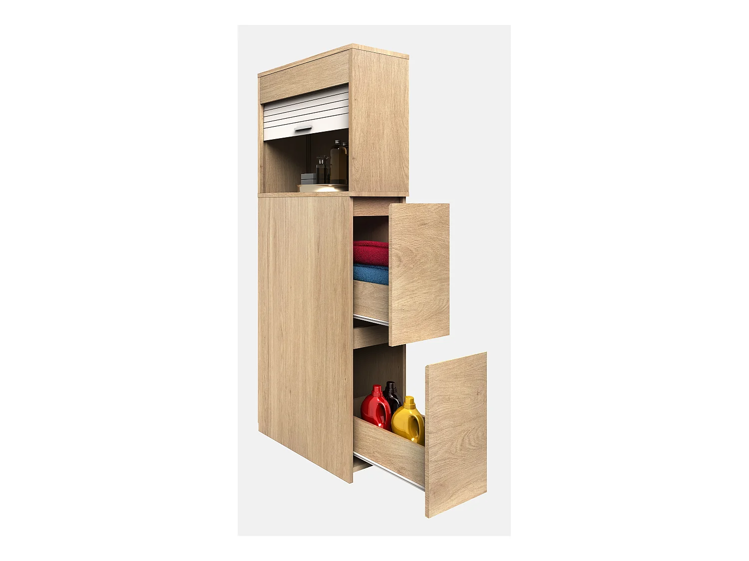 Bathroom furniture Midischrank Tasalo Honey oak H. 131 x W. 25 x D. 48 cm