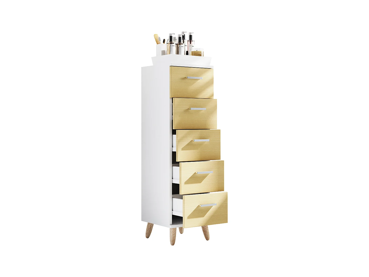 Bathroom furniture Midischrank Landos White / Honey oak H. 100 x W. 30 x D. 30 cm