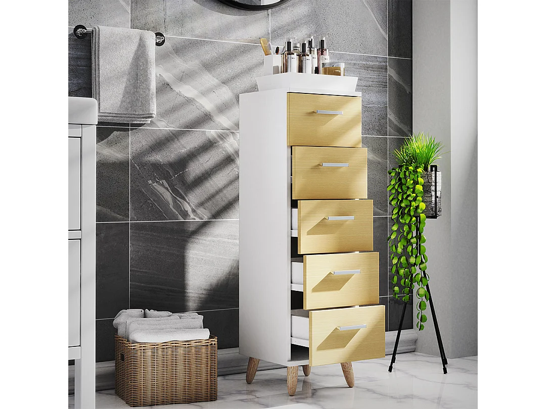 Midischrank Badmöbel Kommode Schubladen Landos M