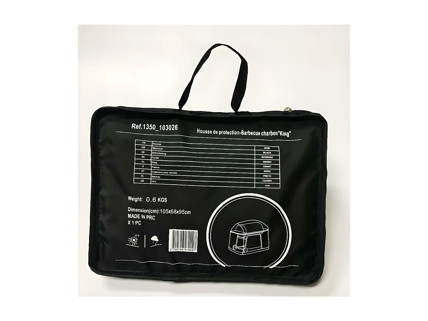 Grillabdeckung - 105 x 68 x 95 cm - Schwarz