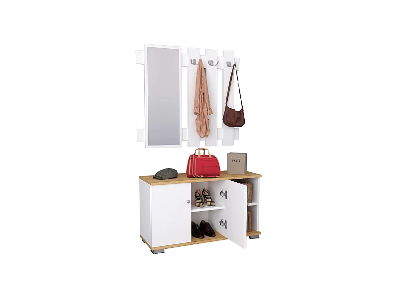 2tlg. Holz Garderobe Dielenmöbel Schuhe Gados XL
