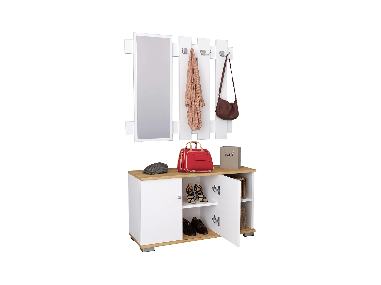 2tlg. Holz Garderobe Dielenmöbel Schuhe Gados XL