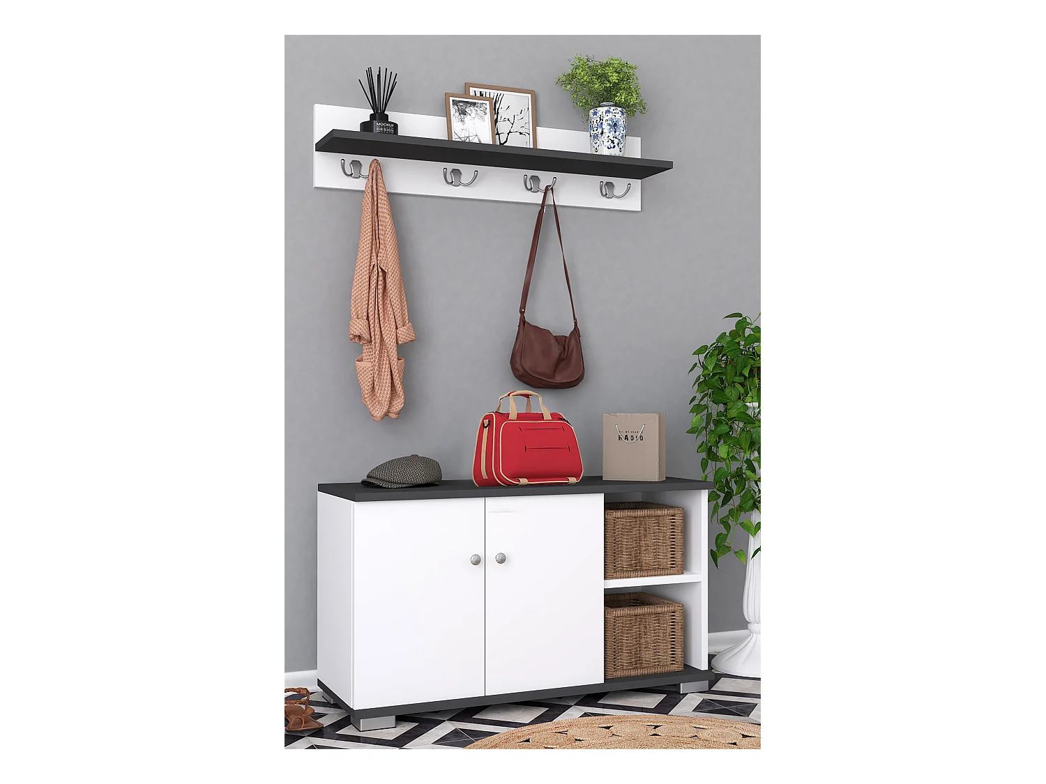 2tlg. Holz Garderobe Dielenmöbel Schuhe Gados L