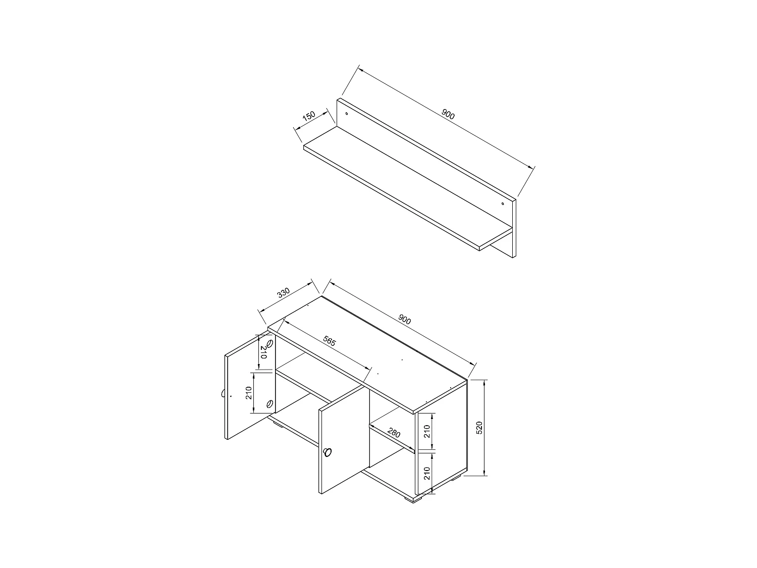 2tlg. Holz Garderobe Dielenmöbel Schuhe Gados L