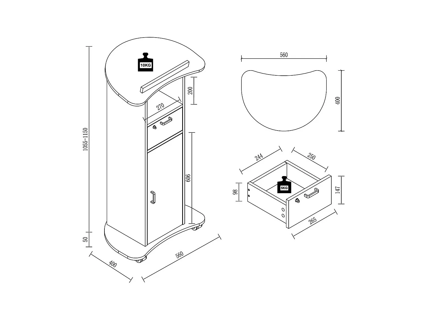 Escritorio de pie Redola