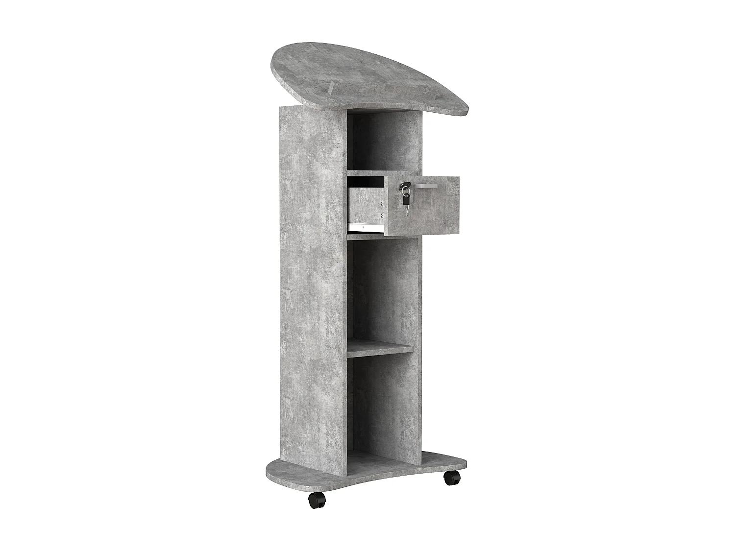 VCM Wood Mobile Speaker Console | Dimensões aprox. A. 110 a 120 cm x L. 56 cm x P. 37 cm | Rolável com gaveta | Mesa em pé | Mesa em pé - Redola (cinza concreto)