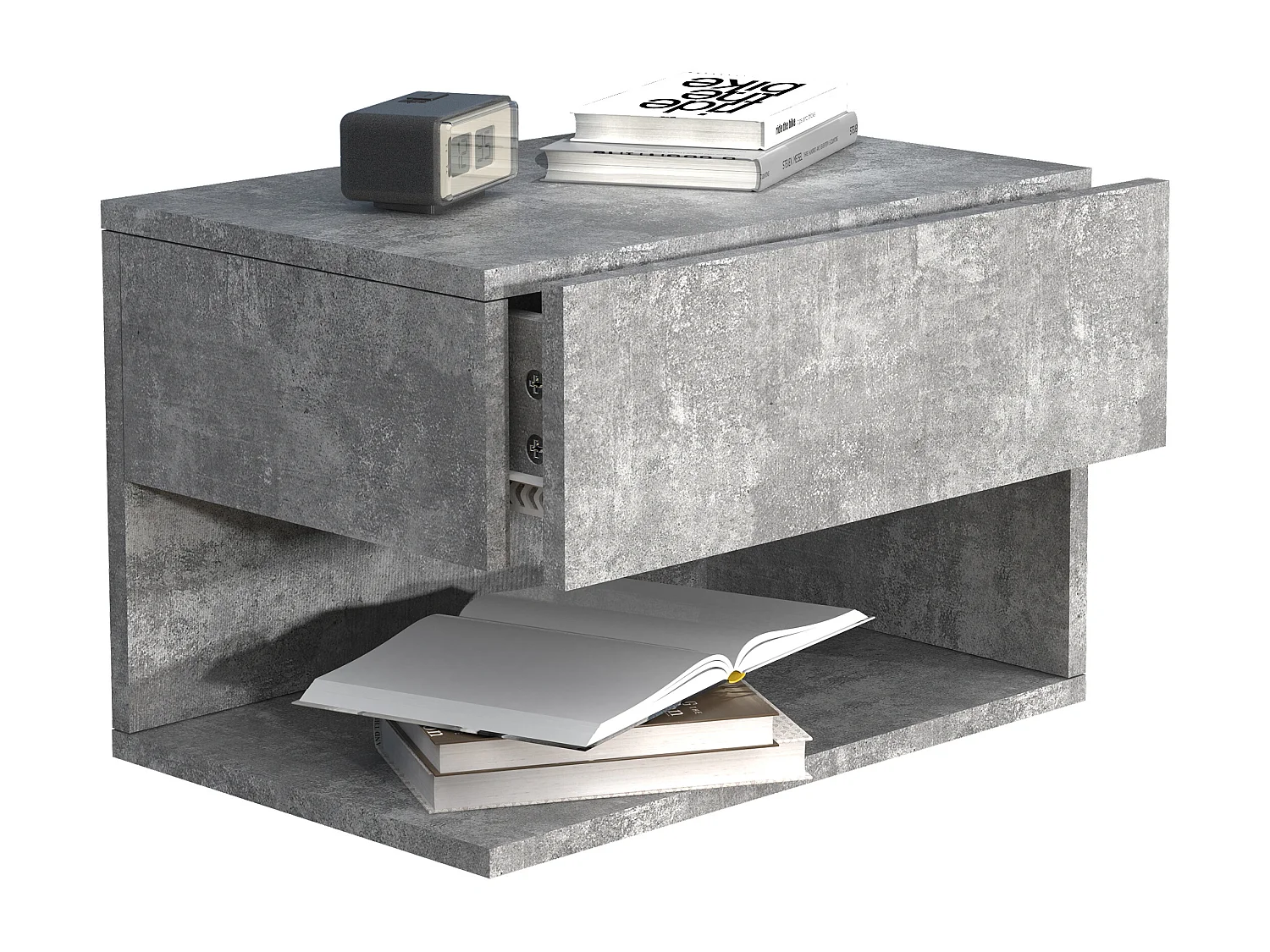 mesita de noche Usal Gris concreto AL. 30 x AN. 45 x P. 32 cm