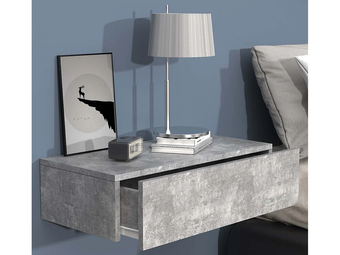 bedside table Usal Concrete Gray H. 15 x W. 60 x D. 30 cm