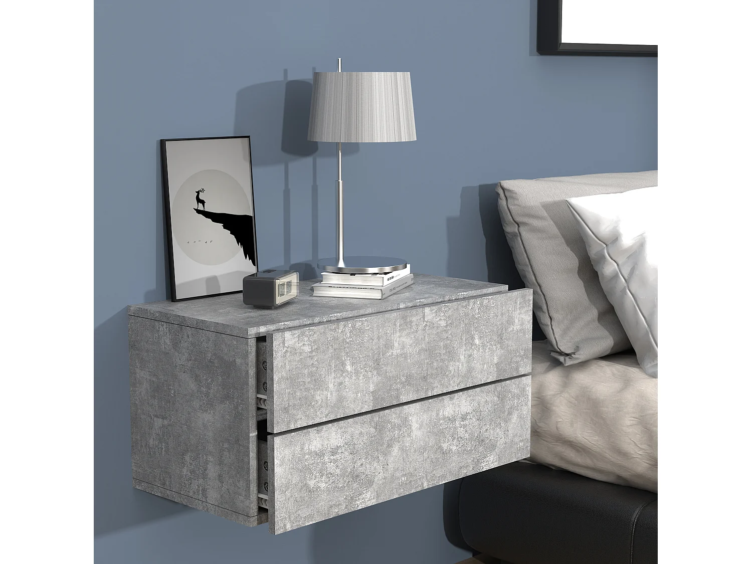 Houten muur hangende nachtkastje Usal L 60 cm