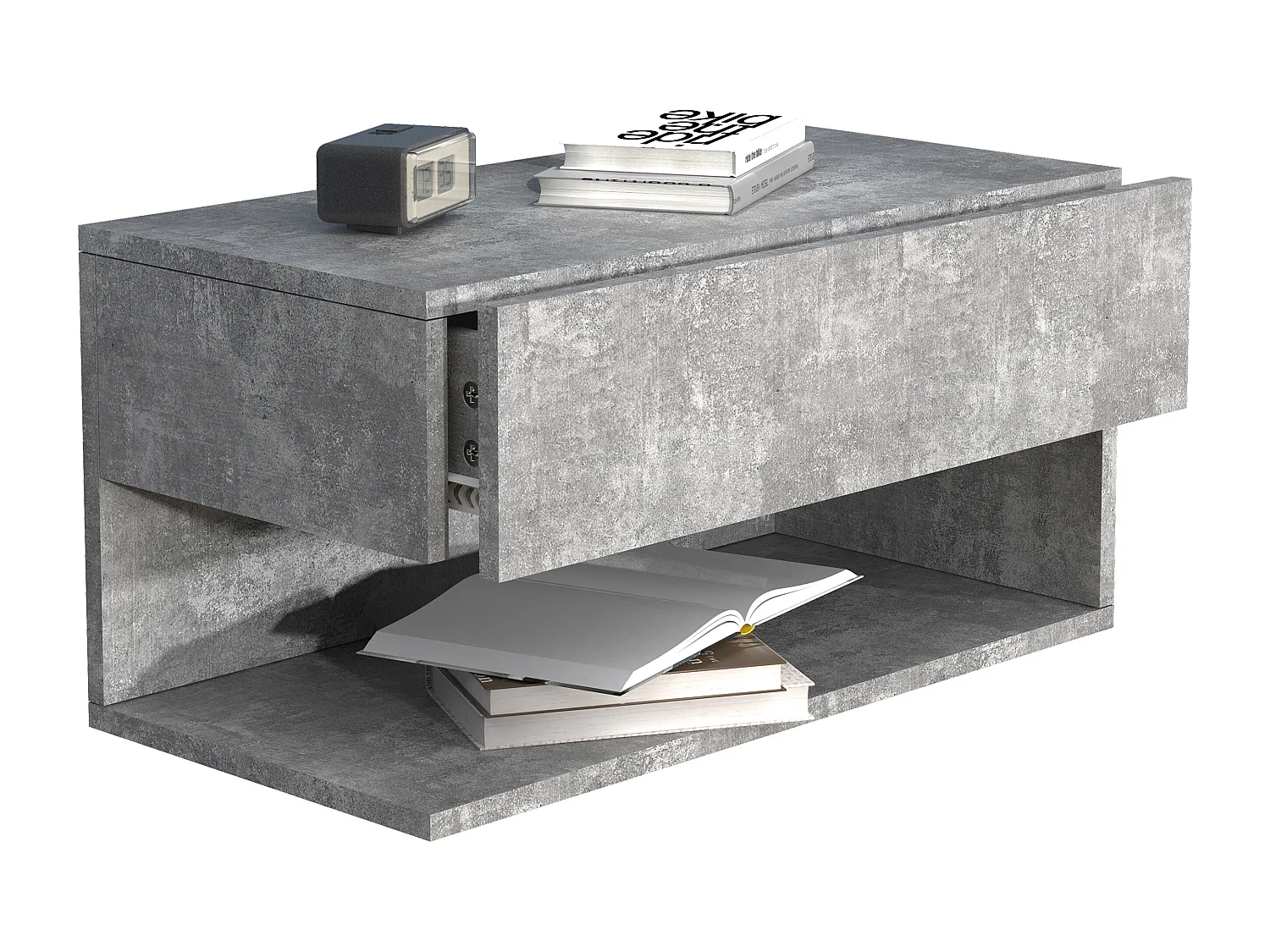 bedside table Usal Concrete Gray H. 30 x W. 60 x D. 32 cm