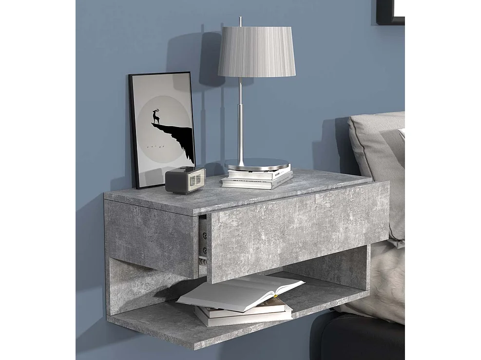 bedside table Usal Concrete Gray H. 30 x W. 60 x D. 32 cm