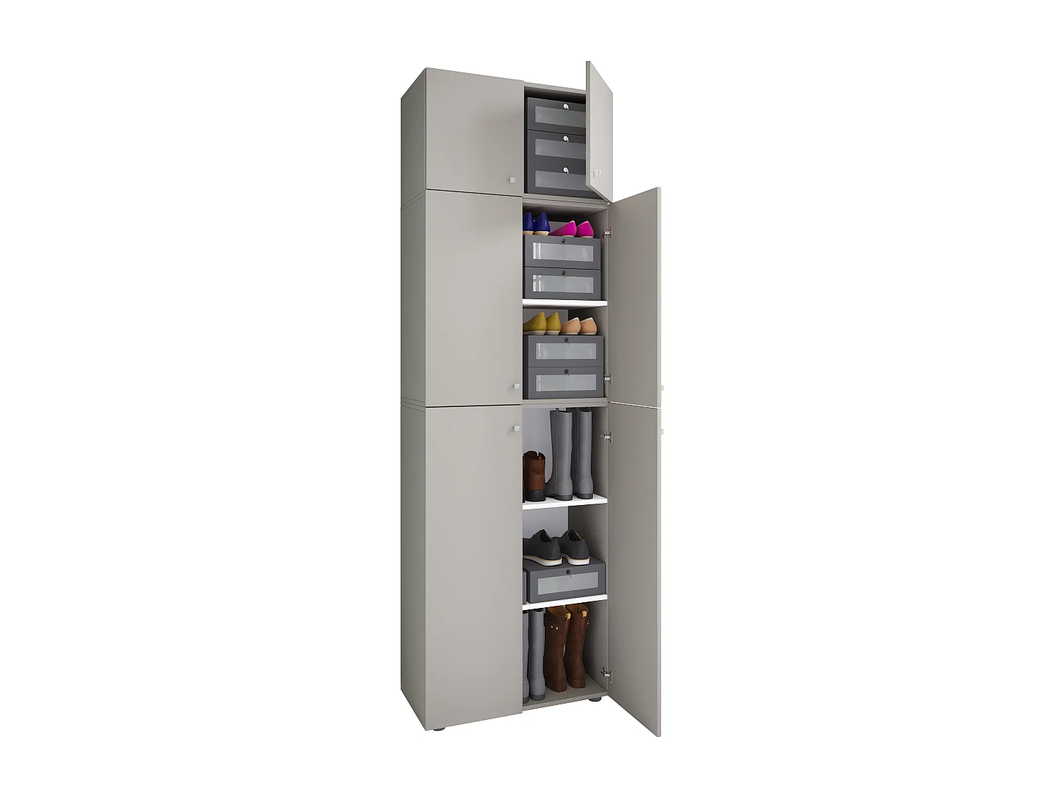 Shoe cabinet Lona Gray H. 223 x W. 70 x D. 39 cm
