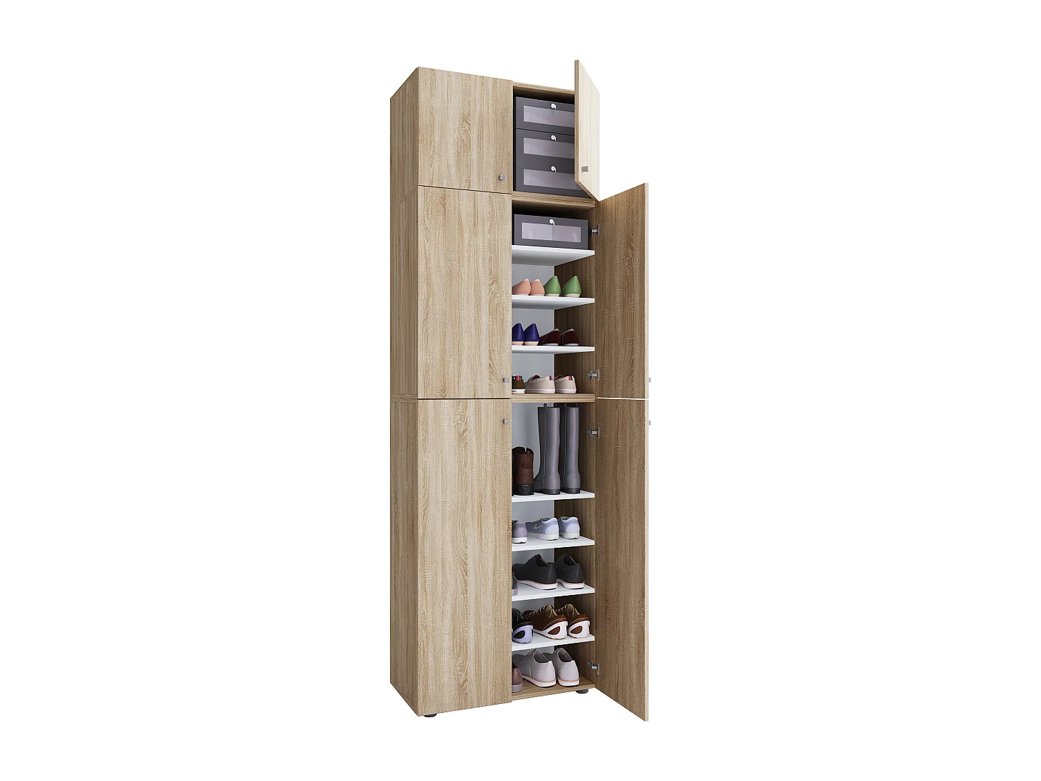 Shoe cabinet Lona Sonoma Oak H. 223 x W. 70 x D. 39 cm