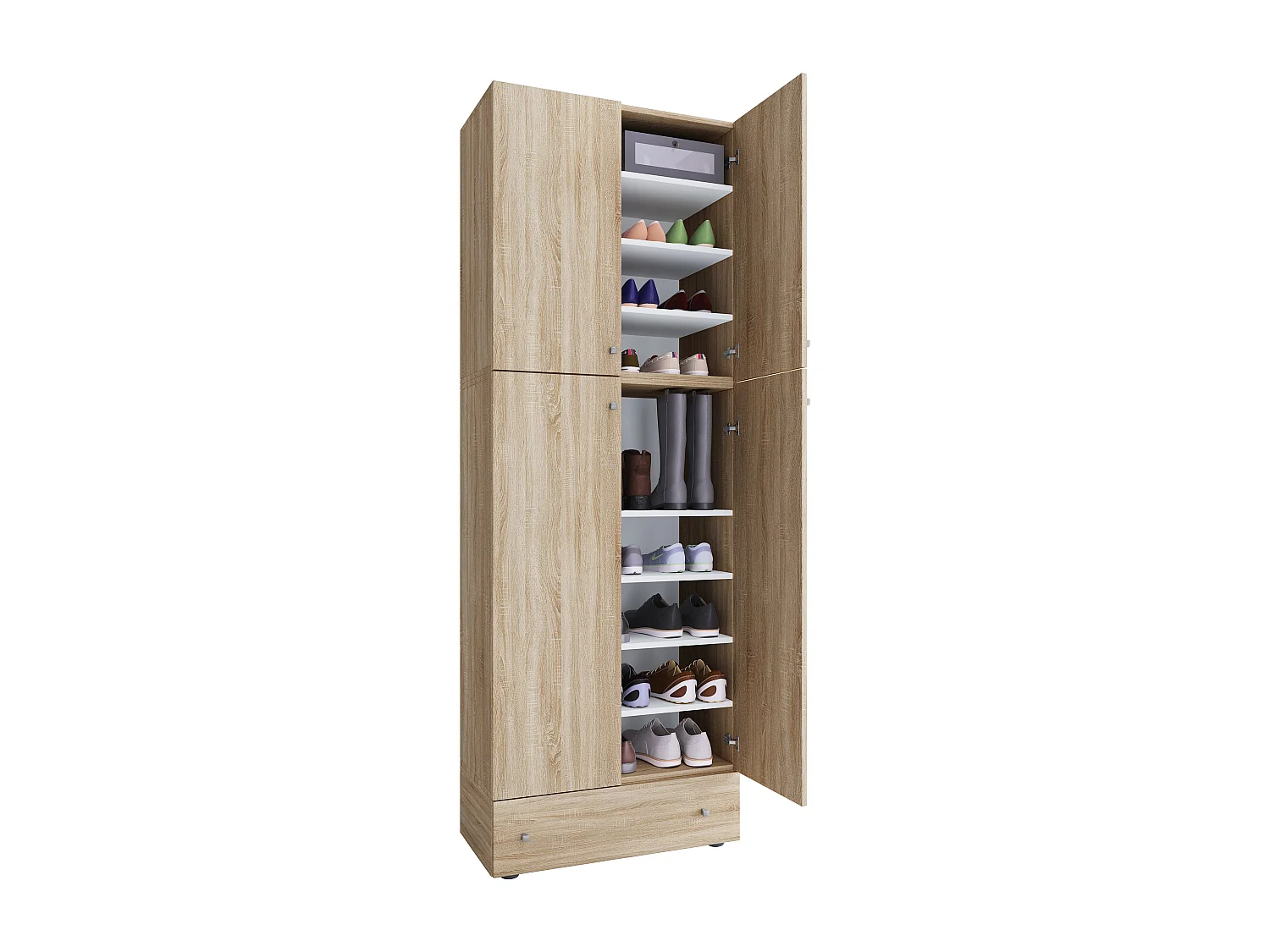 Shoe cabinet Lona Sonoma Oak H. 200 x W. 70 x D. 39 cm