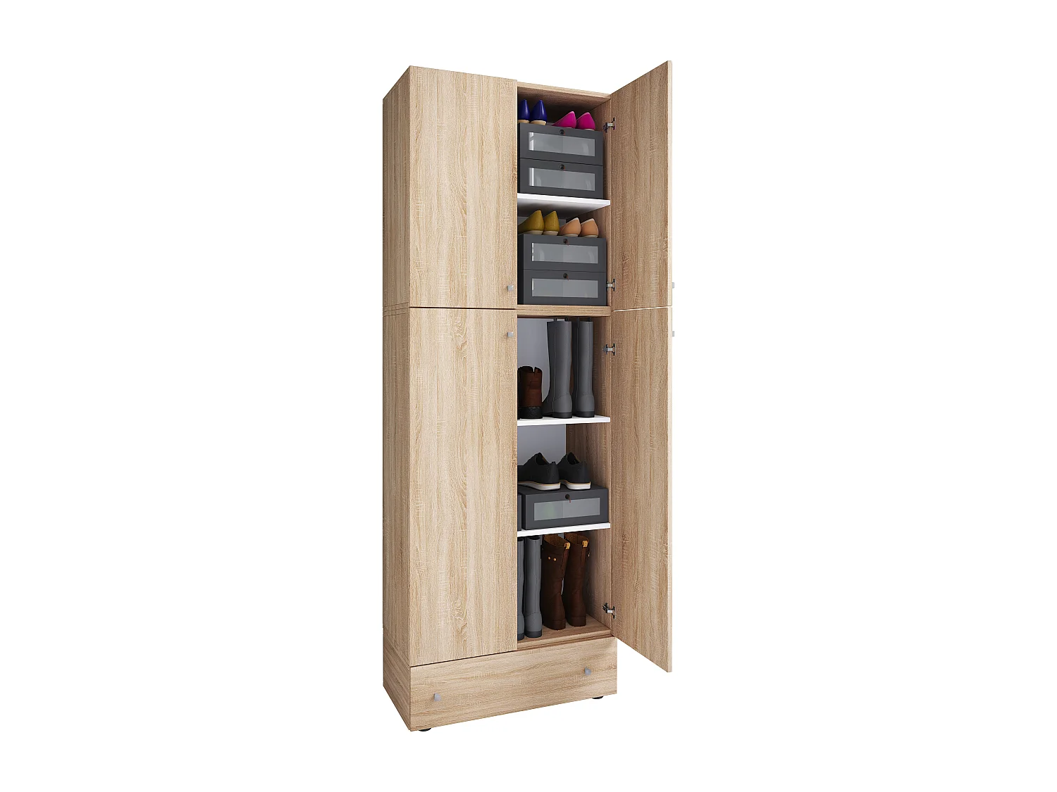 Shoe cabinet Lona Sonoma Oak H. 200 x W. 70 x D. 39 cm