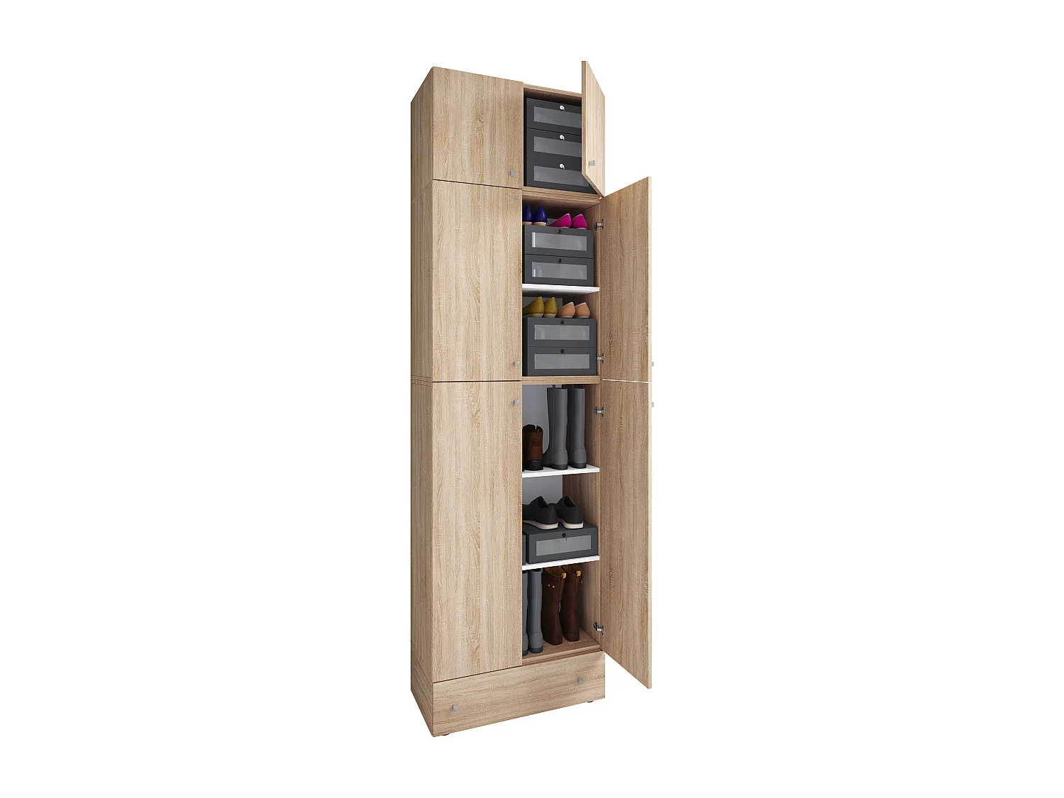 Shoe cabinet Lona Sonoma Oak H. 240 x W. 70 x D. 39 cm