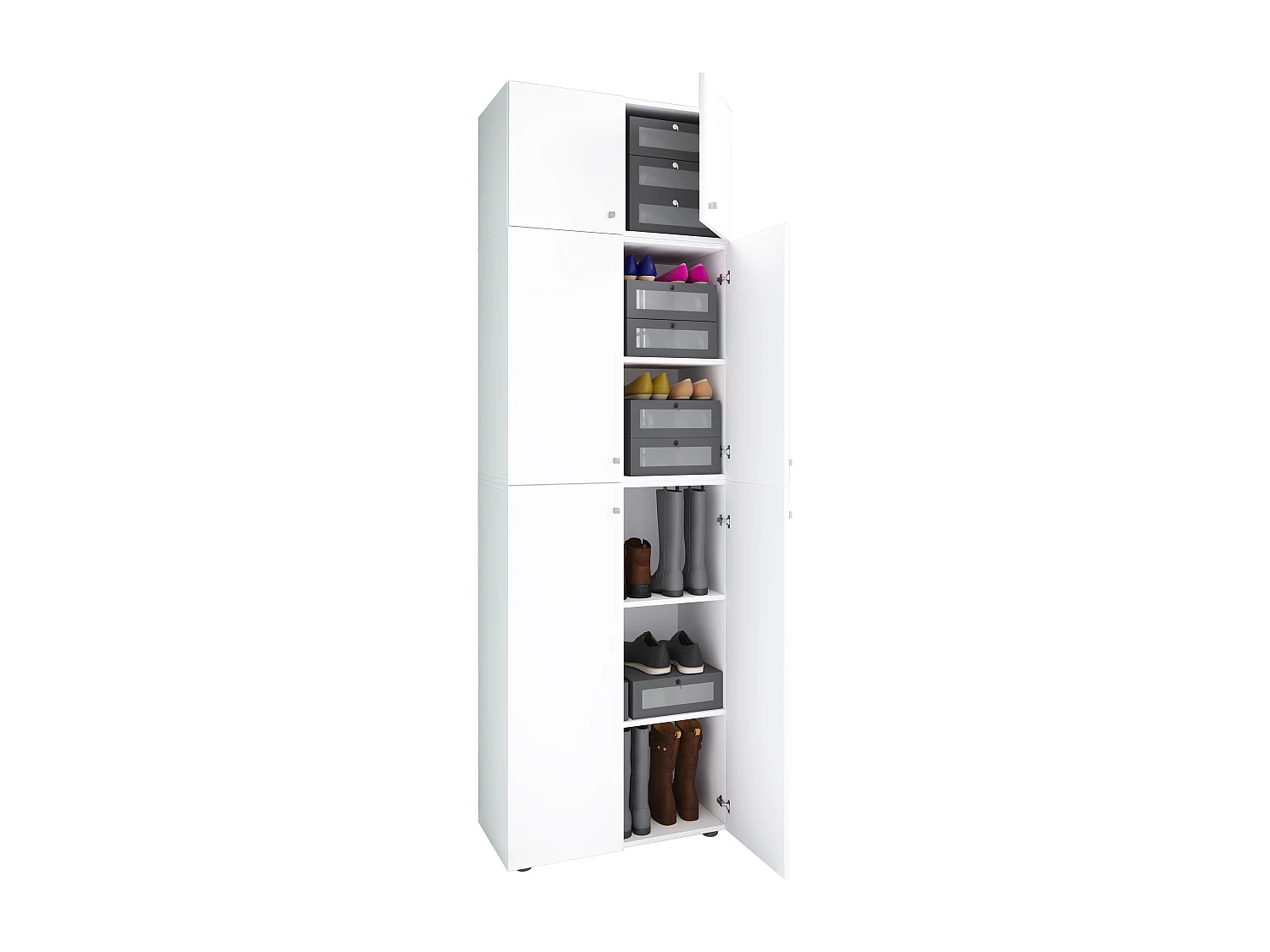 Shoe cabinet Lona White H. 223 x W. 70 x D. 39 cm