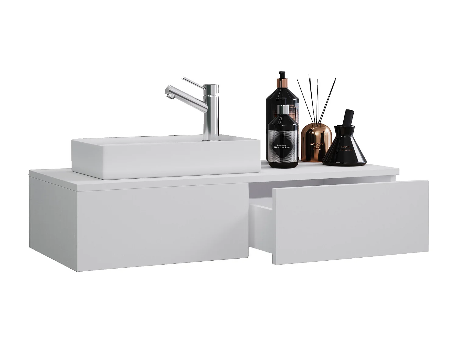 VCM conjunto de 2 peças | Lavandaria para hóspedes WC | Banheiro | Lavatório | Móveis de casa de banho Conjunto de casas de banho - Gudas (Branco)