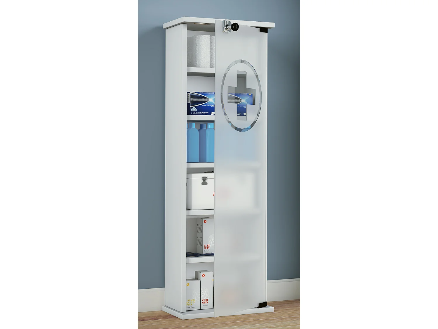 Medical cabinet Gusal White H. 92 x W. 31 x D. 18 cm