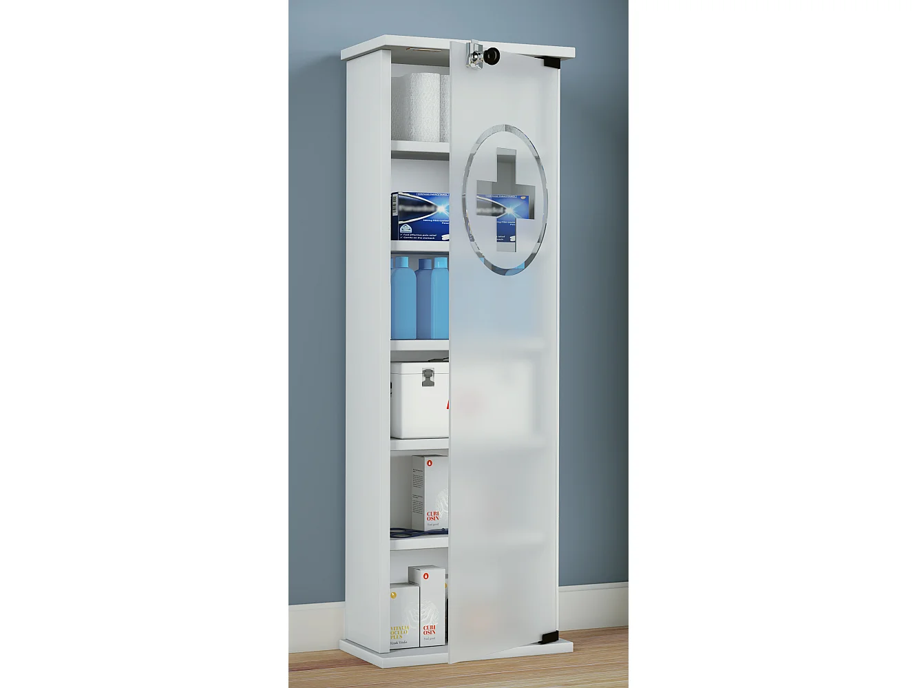 Medical cabinet Gusal White H. 92 x W. 31 x D. 18 cm