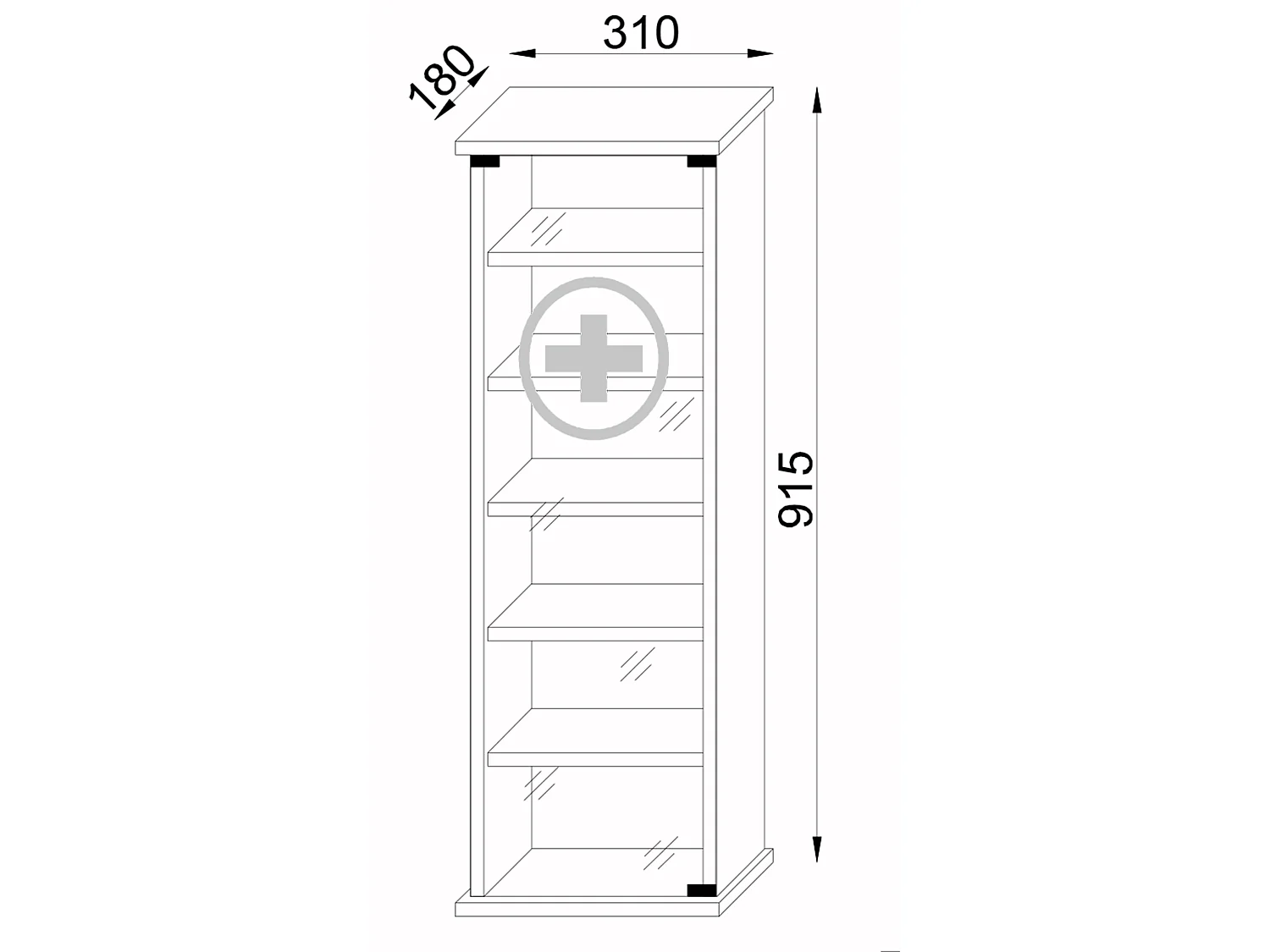 Medical cabinet Gusal White H. 92 x W. 31 x D. 18 cm