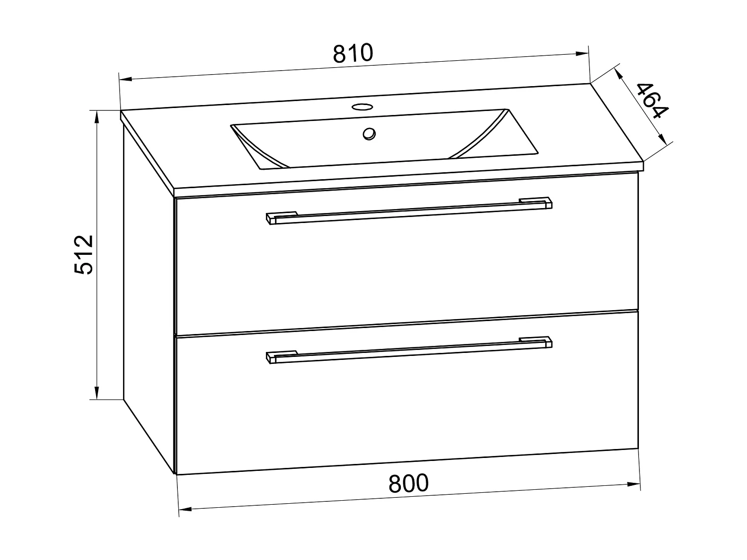 Bathroom furniture washbasin Badinos Sonoma Oak H. 52 x W. 80 x D. 46 cm