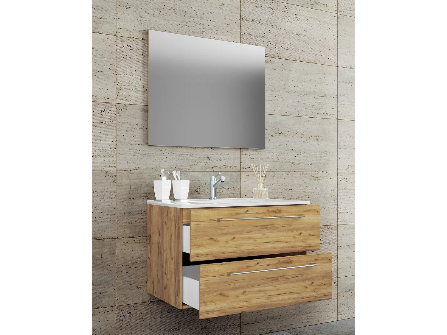 3-tlg. Waschplatz Waschtisch Badinos Schublade SP