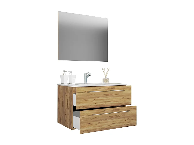 Bathroom furniture washbasin Badinos Honey oak H. 92 x W. 80 x D. 46 cm