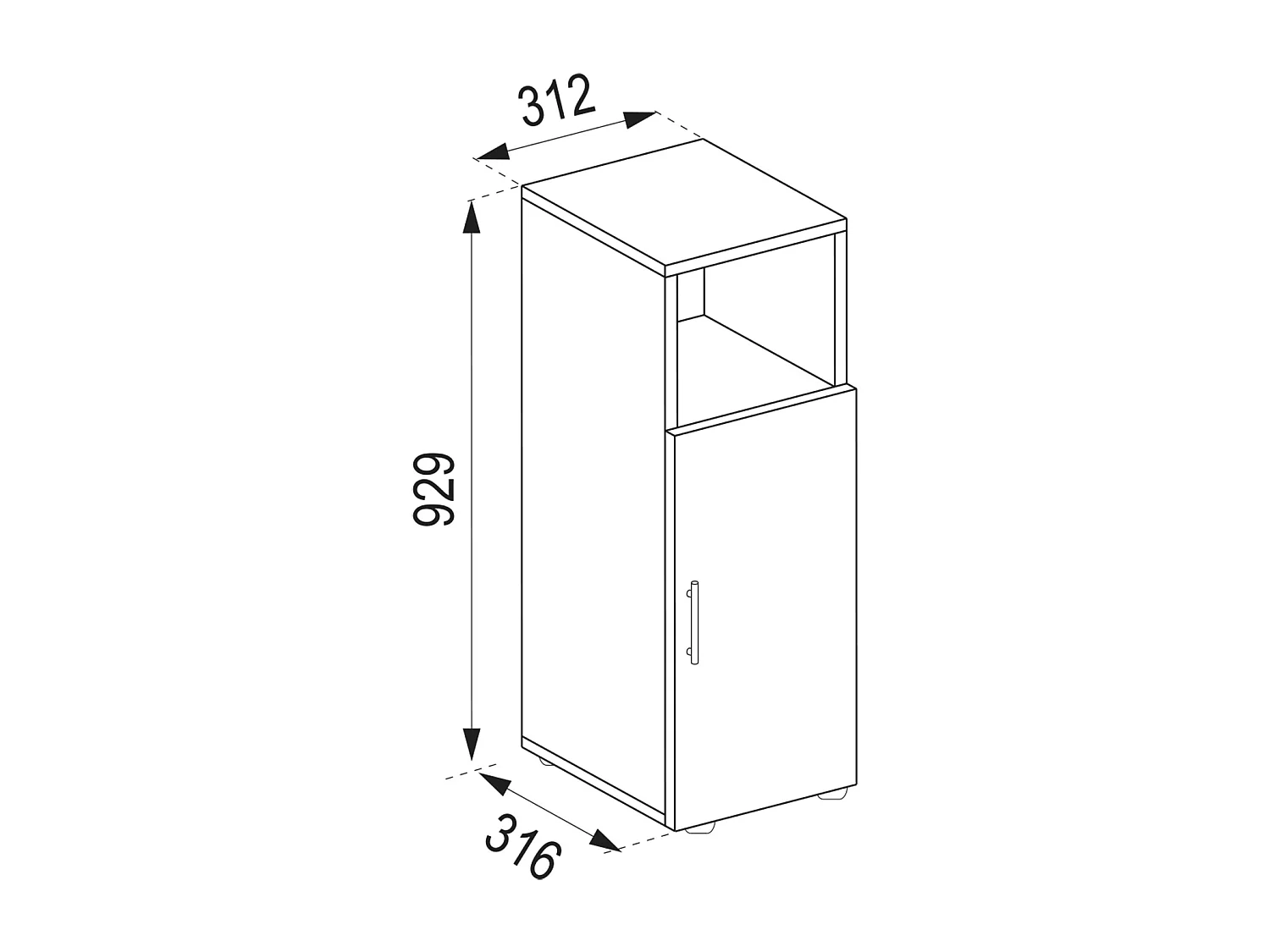 Bathroom furniture Midischrank Flandu White / concrete optics H. 93 x W. 31 x D. 30 cm