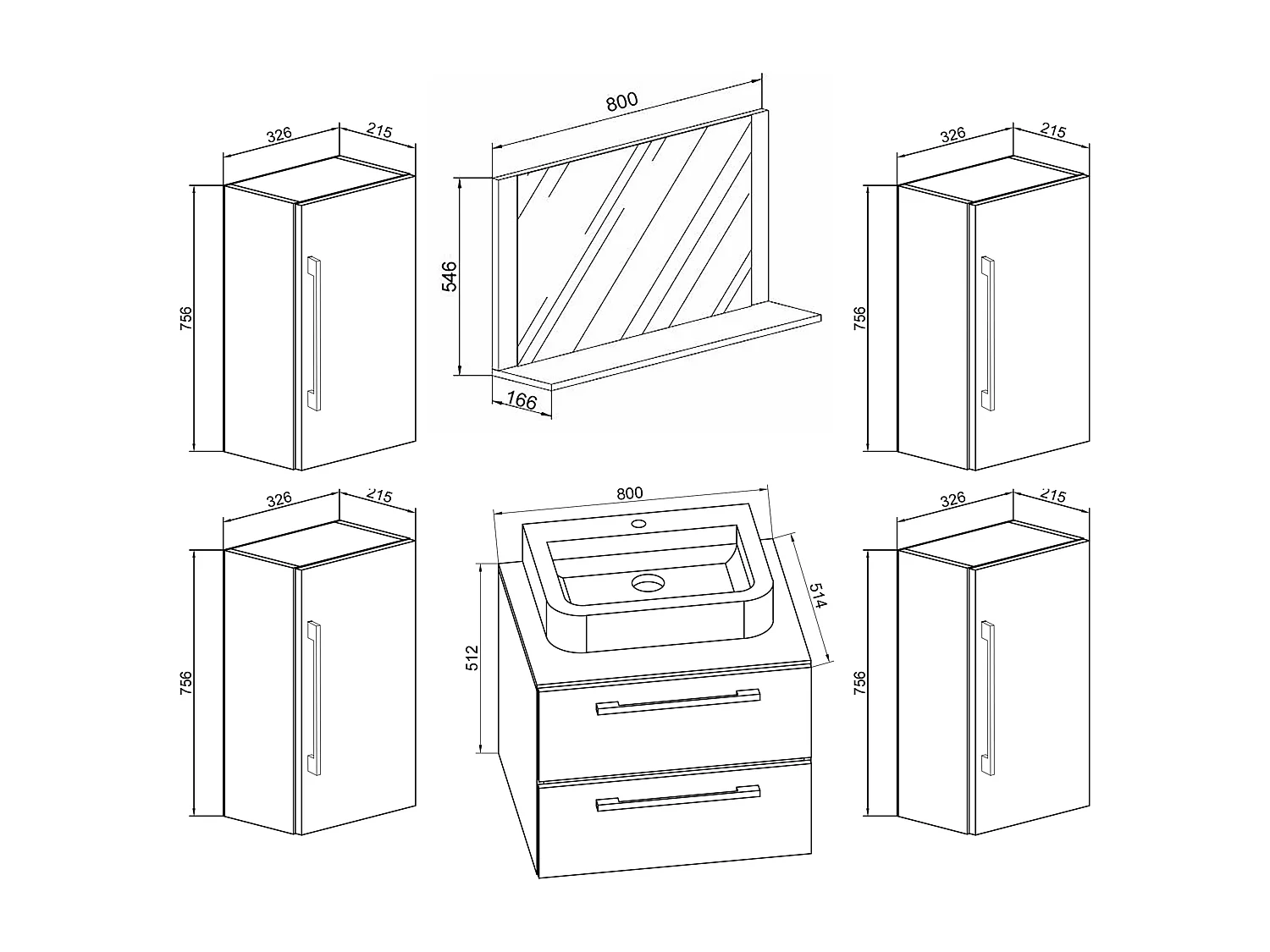 5 pcs. lavabo Badinos SP