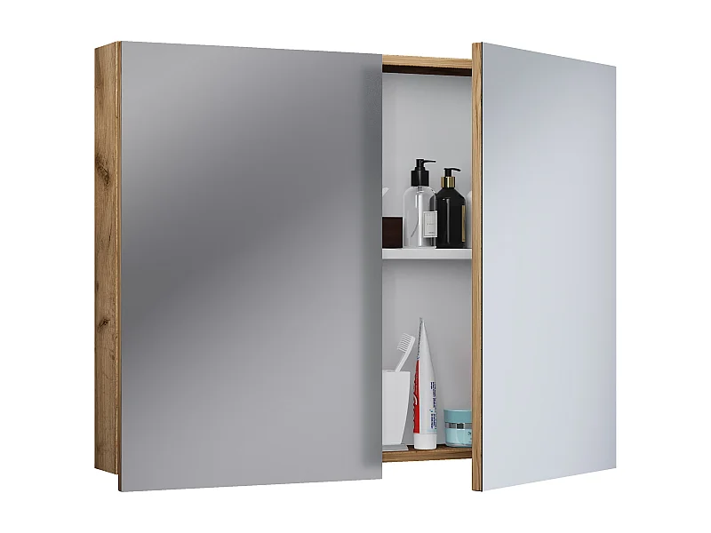Bathroom furniture Mirror cabinet Badinos Honey oak H. 60 x W. 80 x D. 12 cm