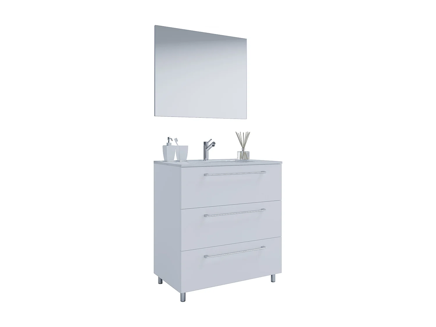 Bathroom furniture washbasin Badinos White H. 143 x W. 80 x D. 46 cm